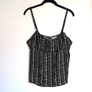 Intimately Free People Camisole Top Cami Black & White Floral Hearts Sz M